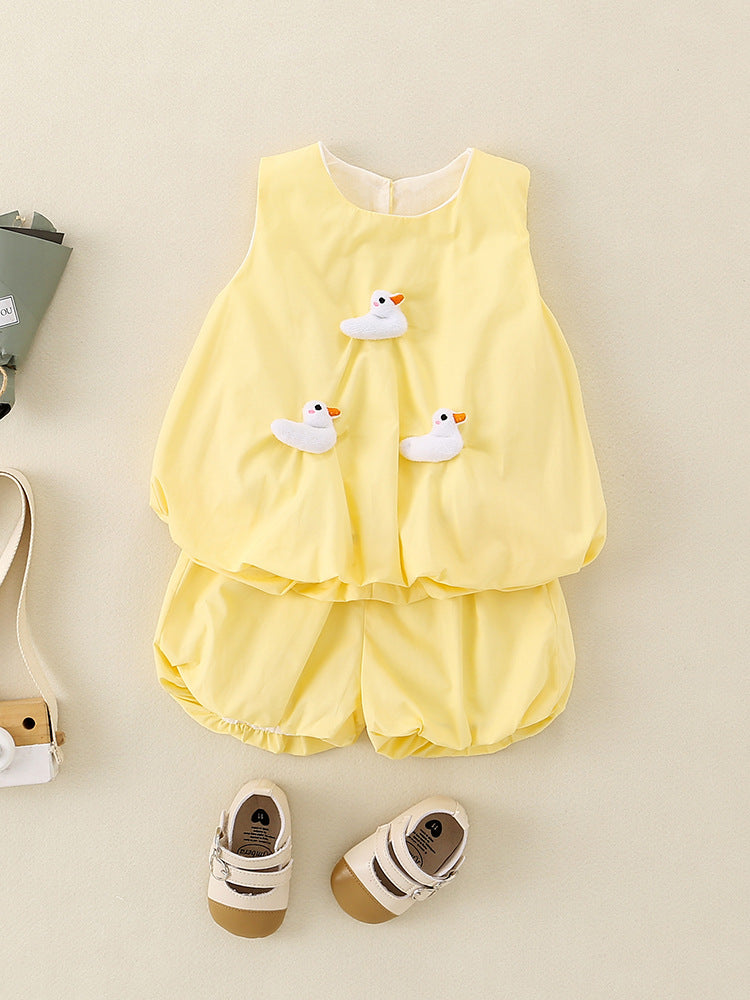Children's Summer Sleeveless Pants Fashionable Princess Clothes Children's Suit