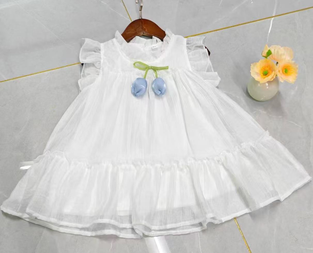 Children's Ethnic Style White Body Strap Braces Skirt Children's Dress