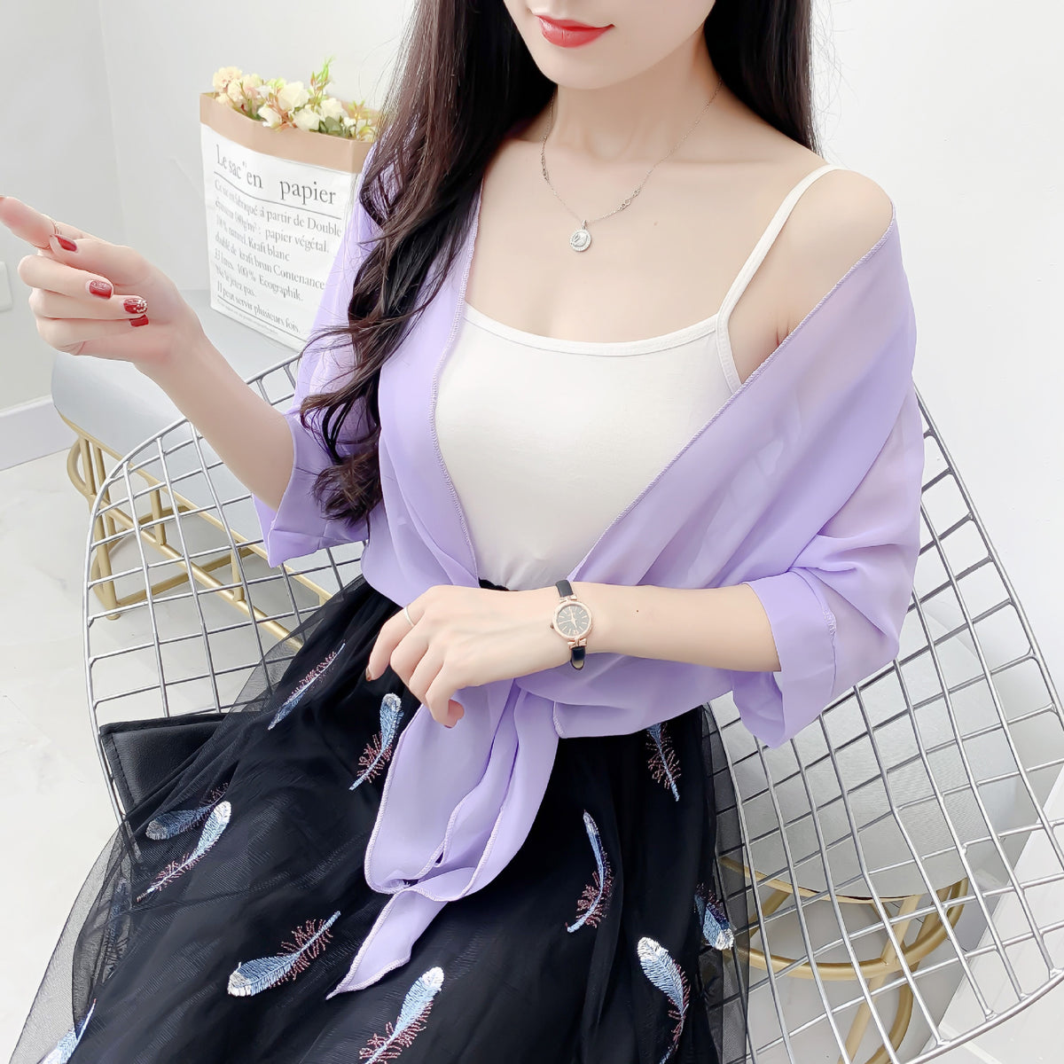 Women's Long-sleeved Korean Loose Air Conditioning Thin Blouses