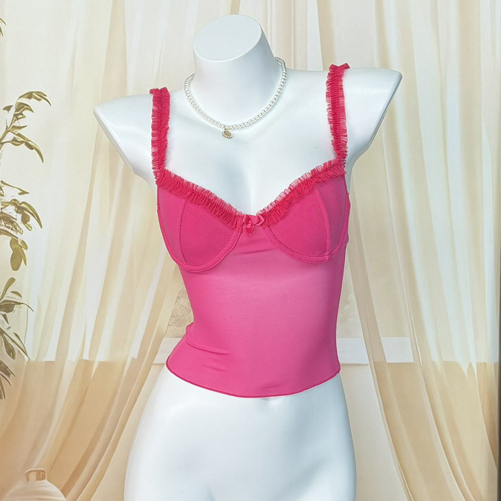 Sexy Lace Camisole Summer Vacation Bottoming Steel Small Vest/suspenders/tube Top