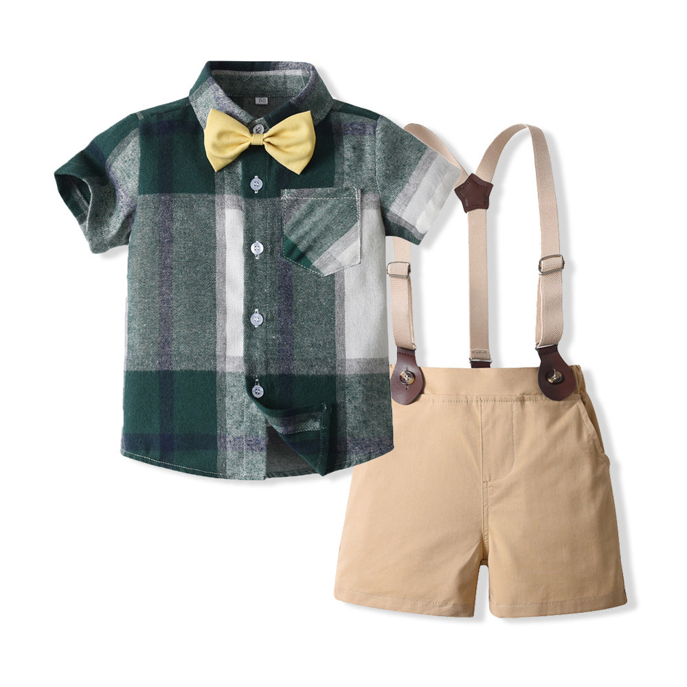 Children's Clothing Boys Summer Plaid Casual Siblings Children's Suit
