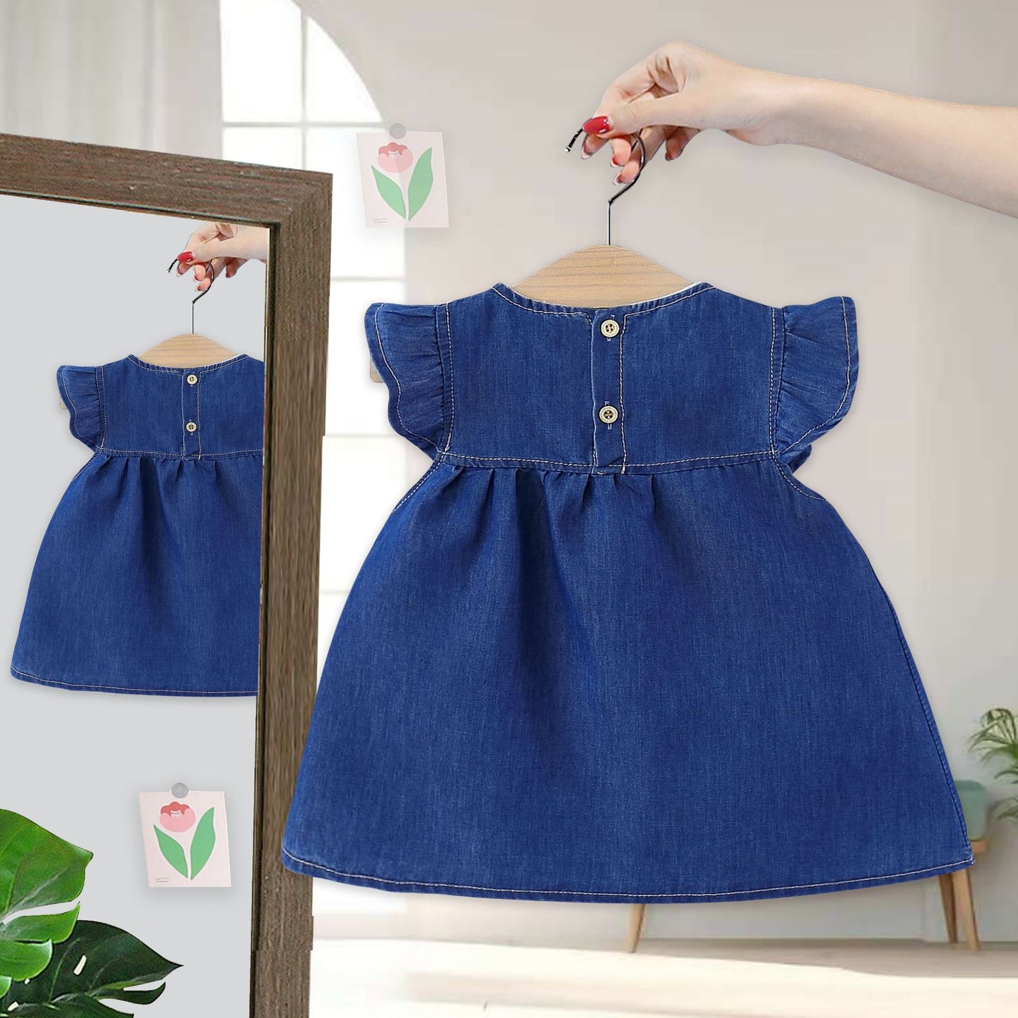 Children's Clothing Summer Casual Flounced Sleeve Denim Skirt Children's Dress