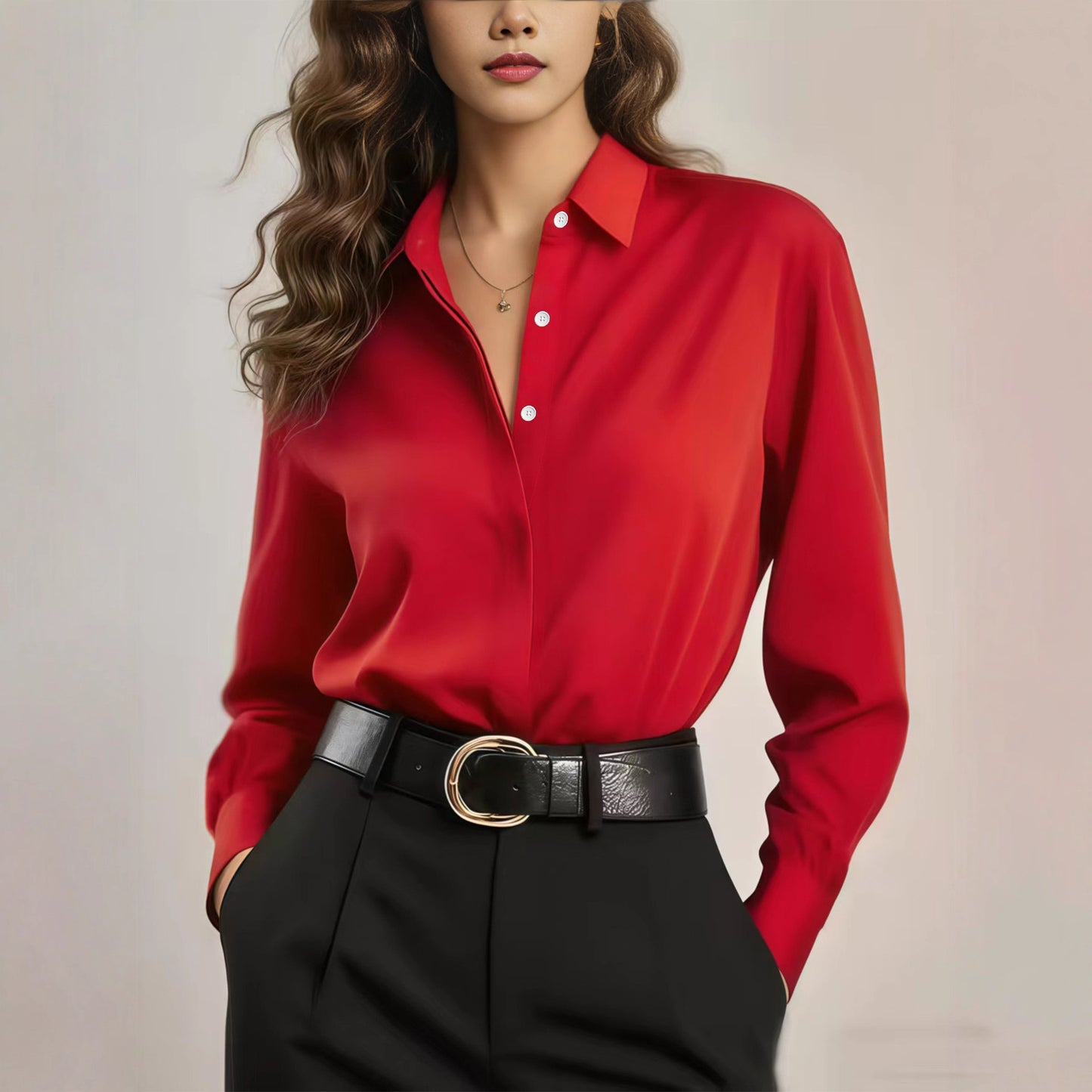 Women's White Shirt Long Sleeve Minimalist Summer Blouse