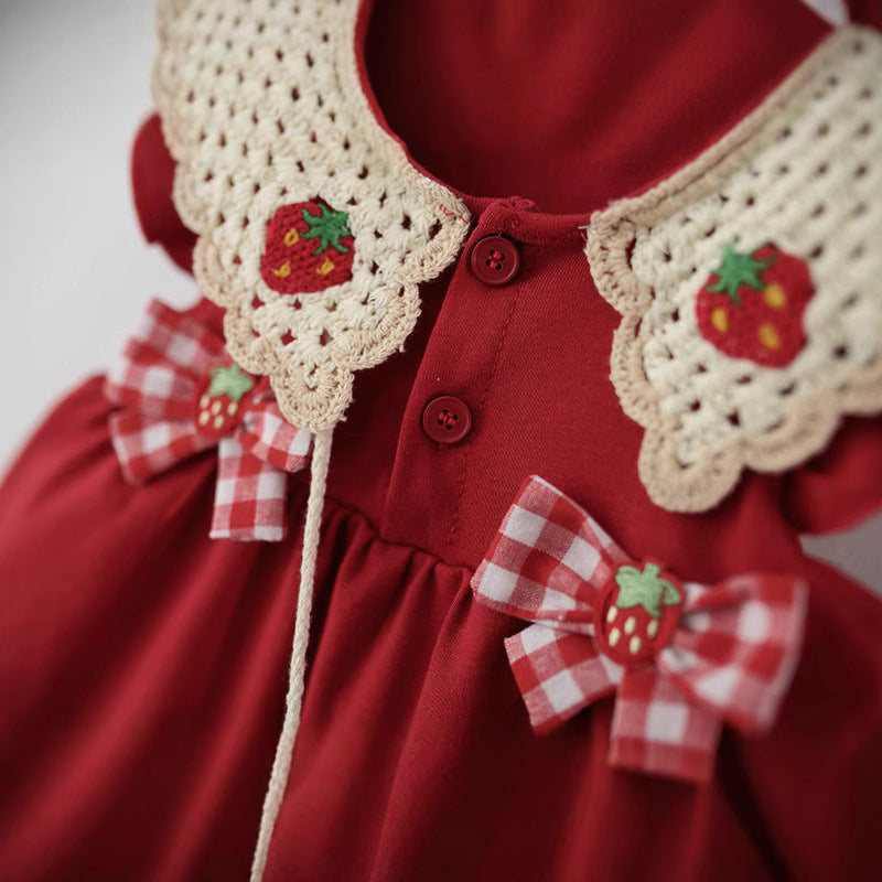 Children's Sleeveless Princess Strawberry Collar Vest Gift Children's Dress