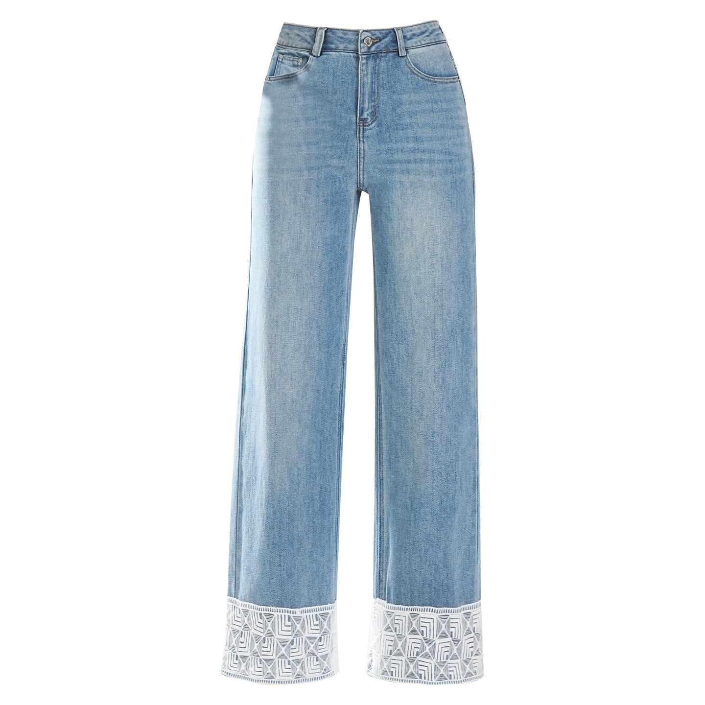 Women's Straight Stitching High Waist Slimming Loose Wide Jeans