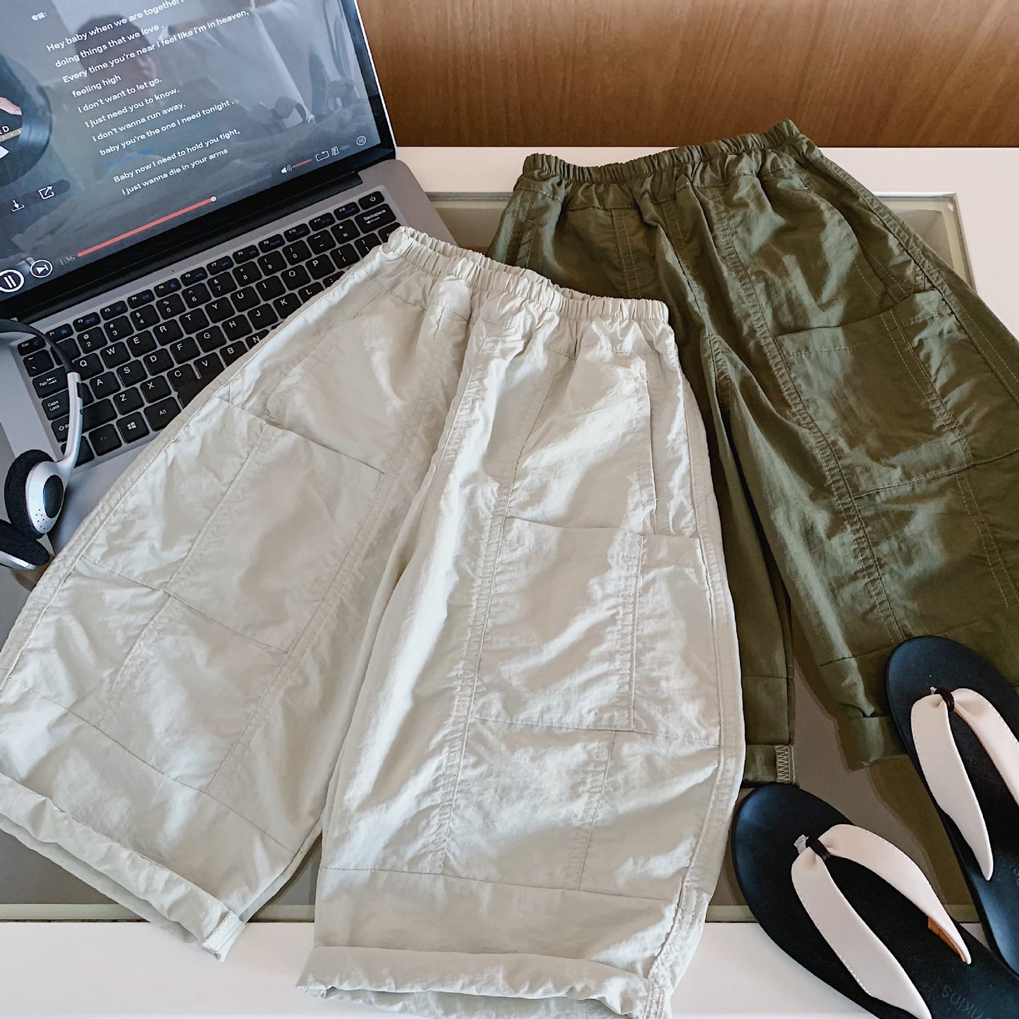 Children's Casual Summer Stitching Solid Color Trousers Loose Children's Pants