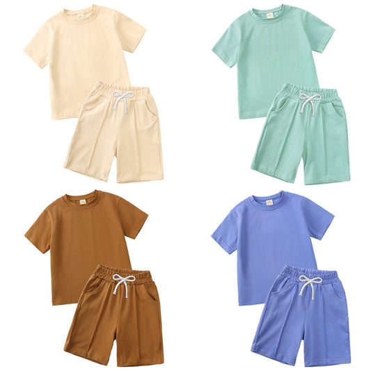 Children's Summer Boy Loose Casual Short-sleeved Shorts Children's Suit