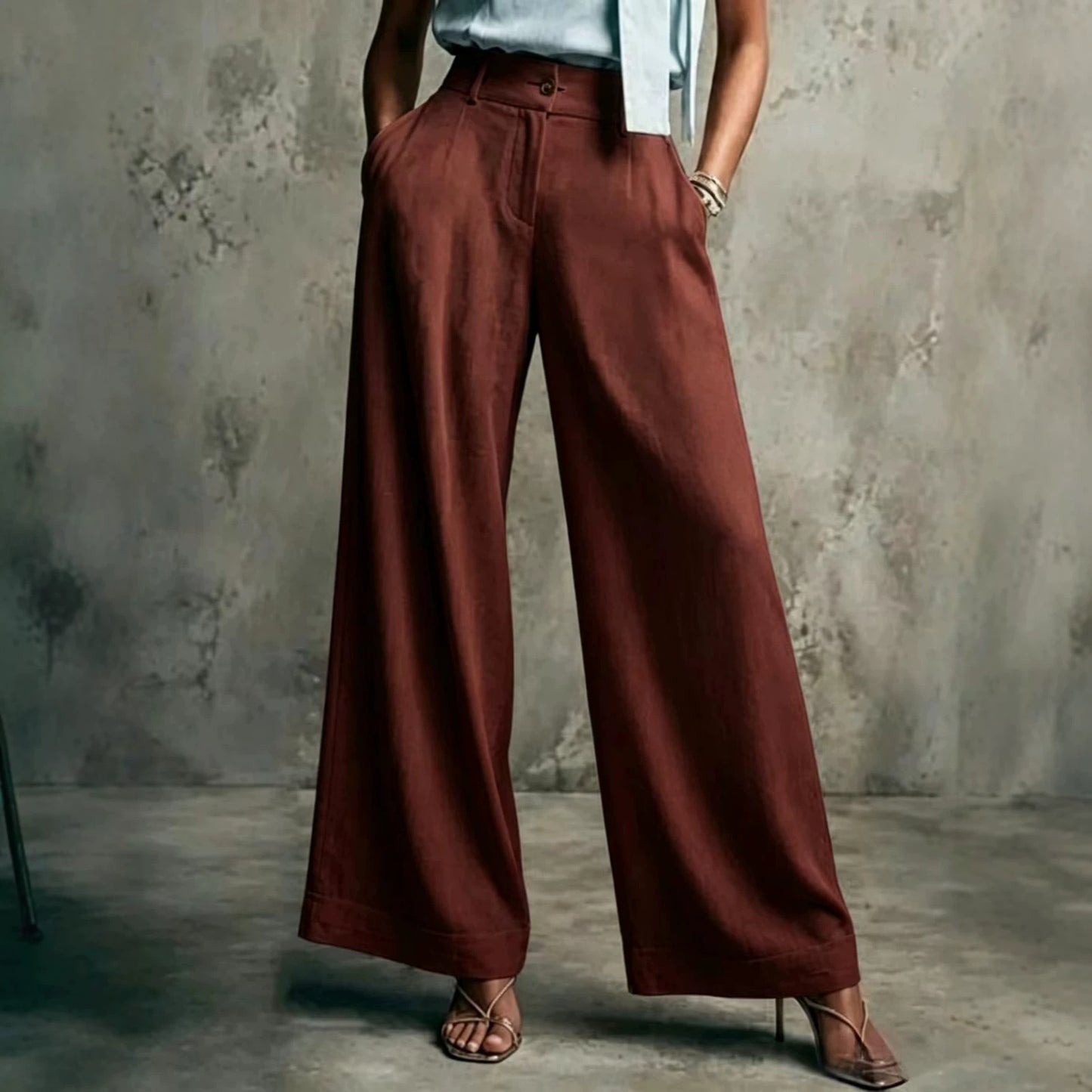 Women's Solid Color Wide Leg High Waist Loose Casual Pants