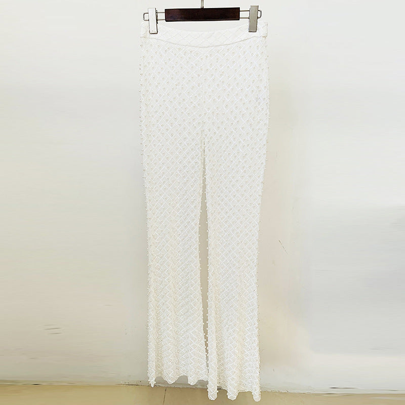 Early Spring Beaded Three-dimensional Flower Pearl Fashion Casual Suit