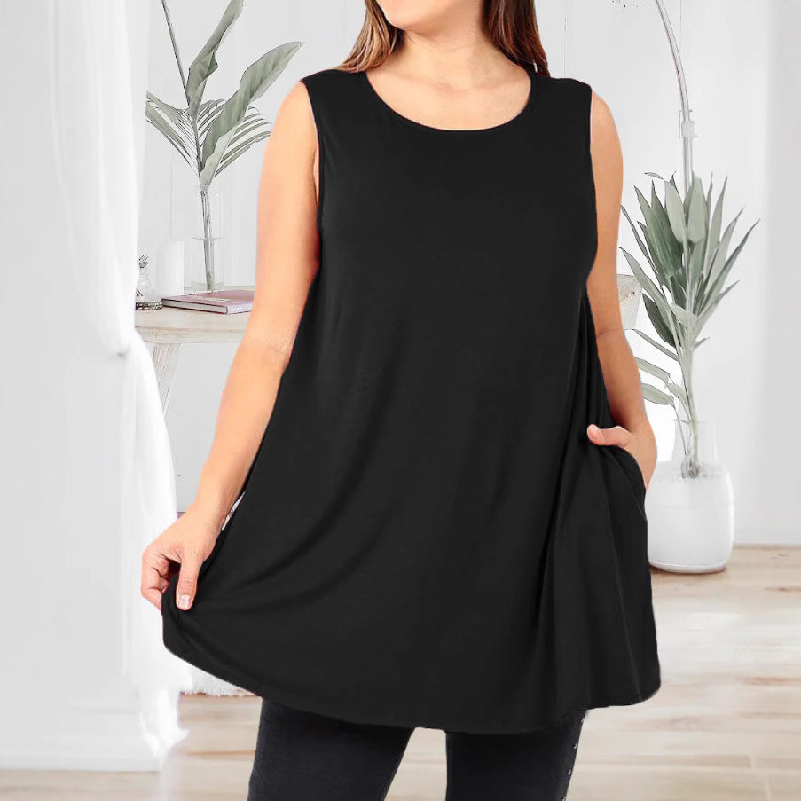 Women's Fashion Casual Pocket Solid Color Vests