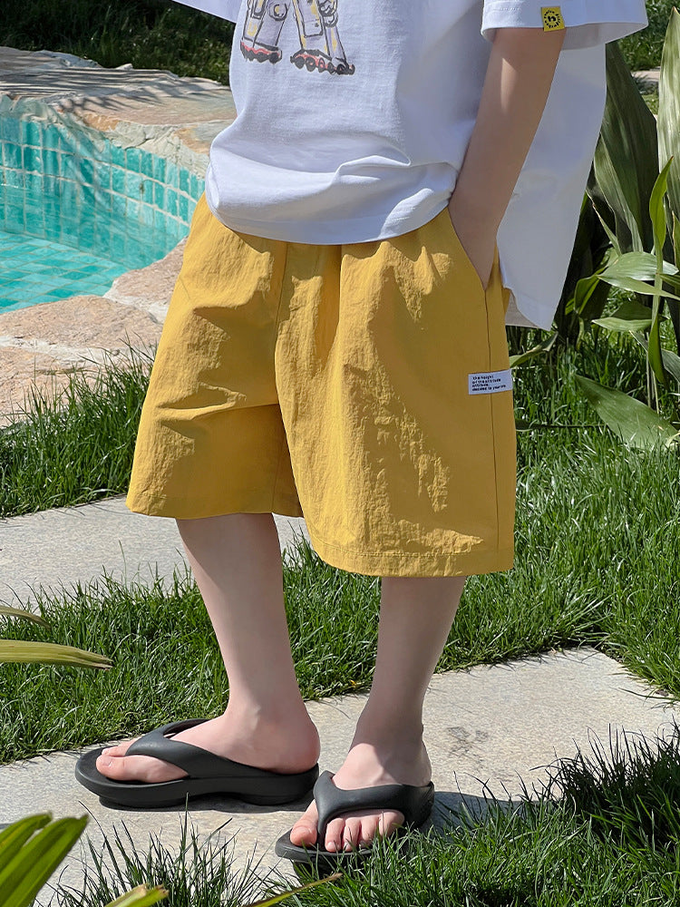 Korean Style Fashionable Casual Loose Solid Color Simple Daily Two-color Children's Pants