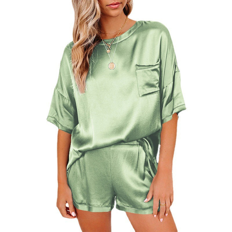 Solid Color Chiffon Pajamas Loose Two-piece Suits