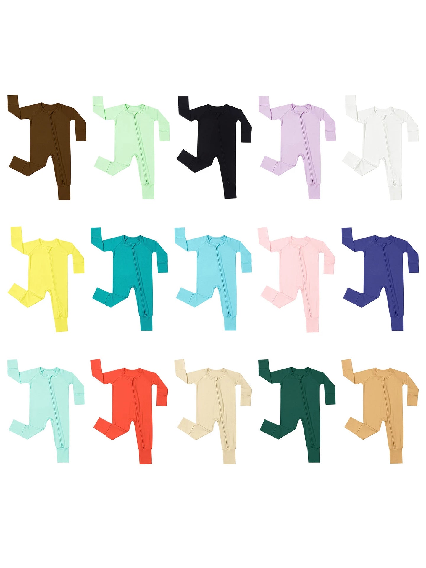Bamboo Fiber Jumpsuits Romper Candy Color Long Sleeve Double Zipper Jumpsuit, Climbing Suit