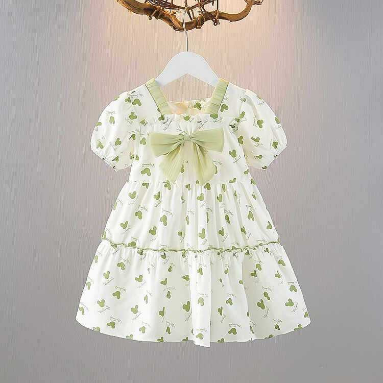 Short-sleeved Summer Bow Skirt Little Fashionable Children's Dress