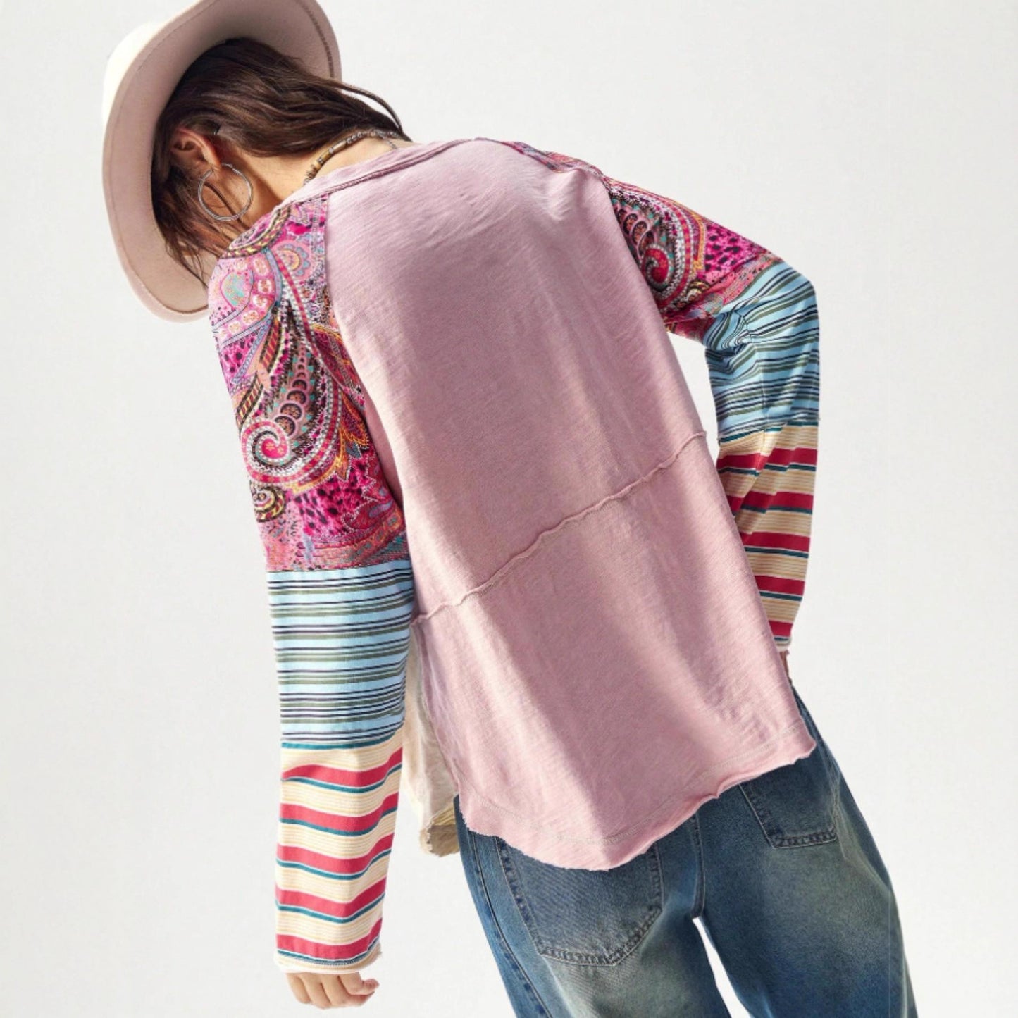 Women's Printed Crew Neck Casual Vacation Color Contrast Large Size T-shirt