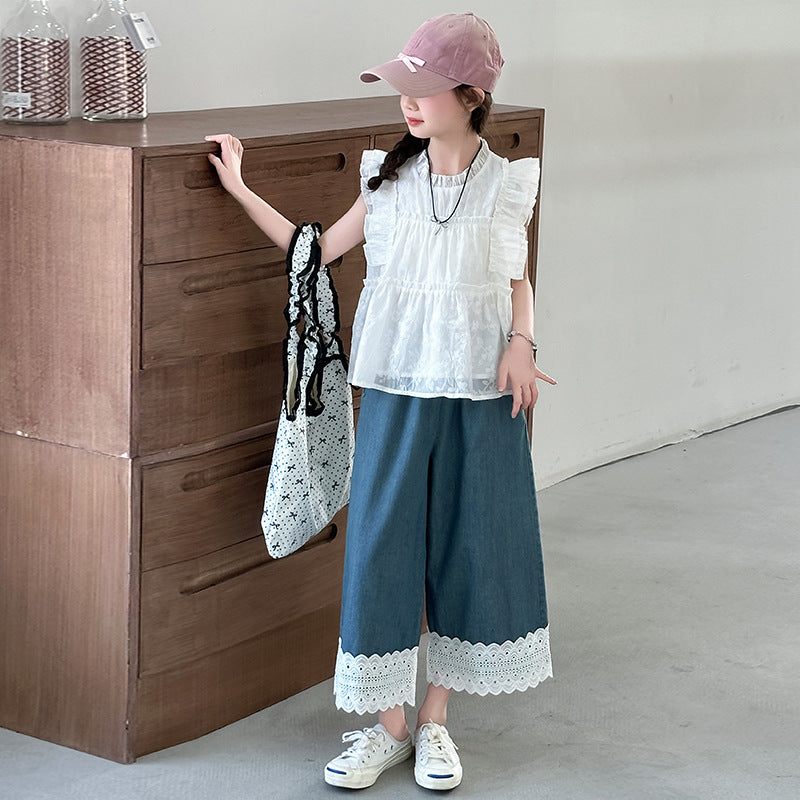 Children's Summer Western Style Flounced Sleeve Doll Children's Suit