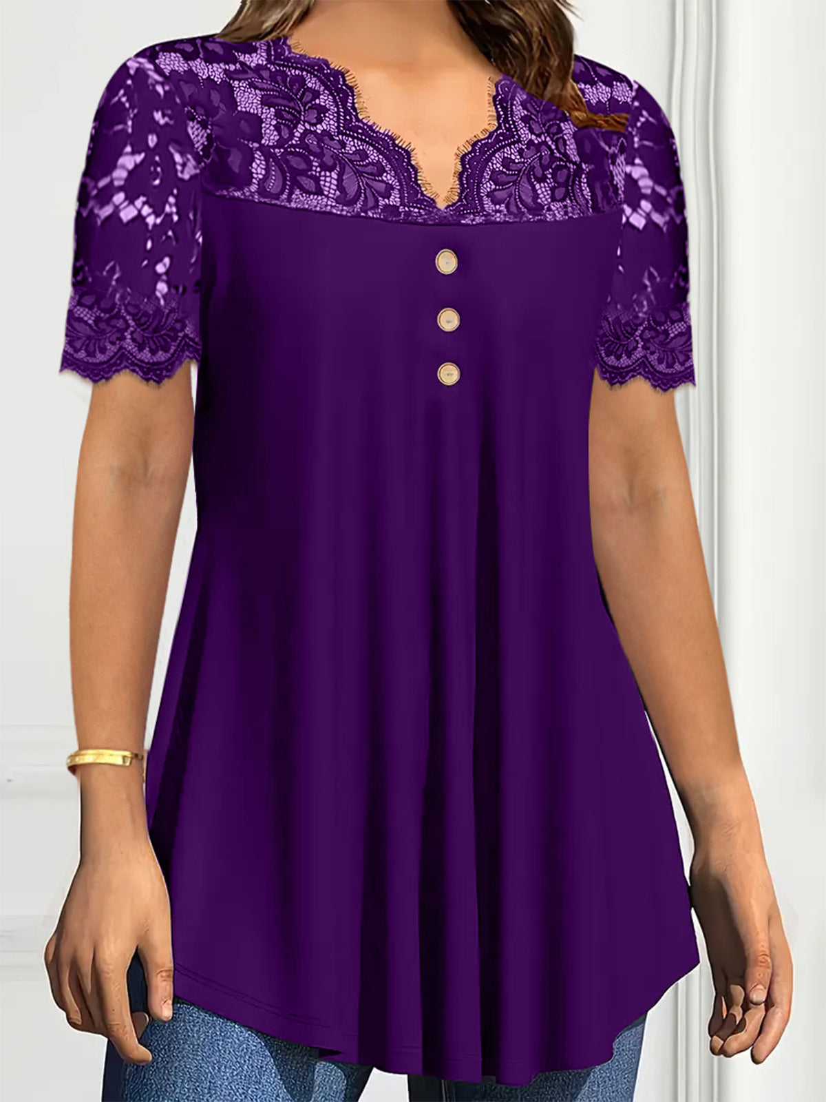 Women's Solid Color Ruffled Sleeves Shirt Modal Women's T-shirt
