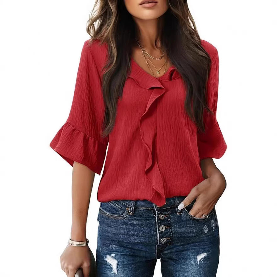 Classy Glamorous Beautiful Fashionable Ruffled Loose Tops