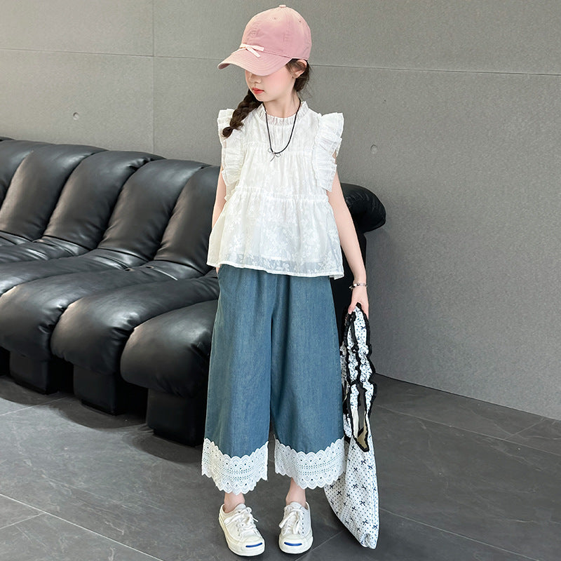 Children's Summer Western Style Flounced Sleeve Doll Children's Suit
