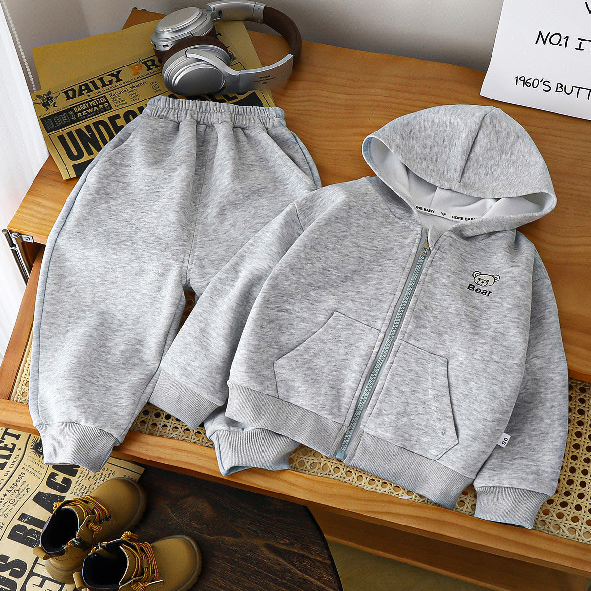 Children's Autumn Sweatshirt Korean Style Hooded Boys Chinese Cotton Children's Suit