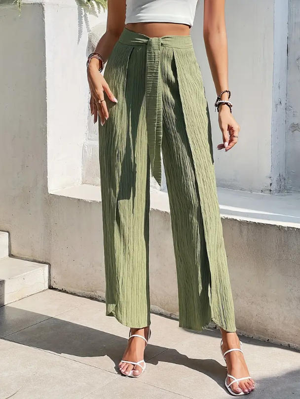 Women's Split Wide Leg High Waist With Casual Pants