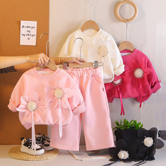 Children's Spring Suits Sweater Fashionable Long-sleeved Two-piece Children's Suit