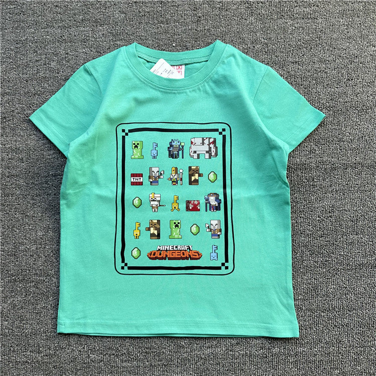 Children's Daily Order Summer My World Game Theme Short-sleeved Can Match Children's T-shirt
