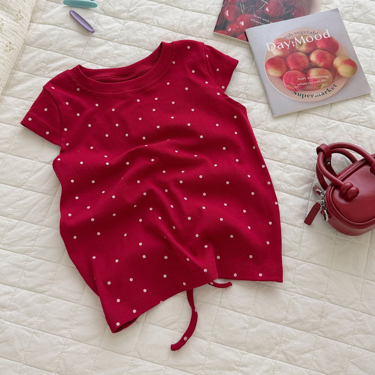Children's Summer Back Waistcoat High Elastic Cotton Full Printed Dot Children's T-shirt