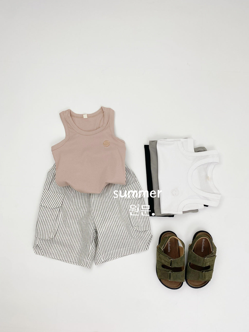 Children's Shorts Summer Korean Lightweight Casual Striped Cotton Linen Work Clothes Children's Pants