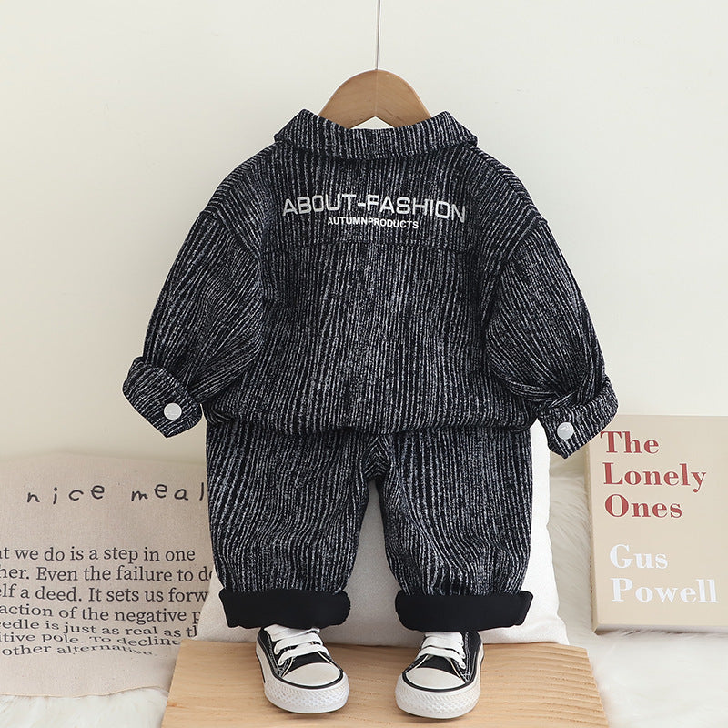 Letter Denim Three-piece Spring Toddler Western Style Leisure Children's Suit