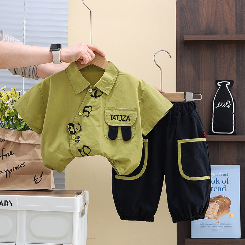 Thin Shirt Short Sleeve Two-piece Summer Breathable Children's Suit