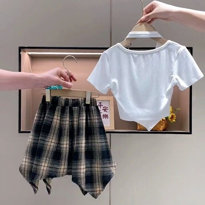 Children's Summer Suits Western Style Halter Short Sleeve Little Culottes Children's Suit