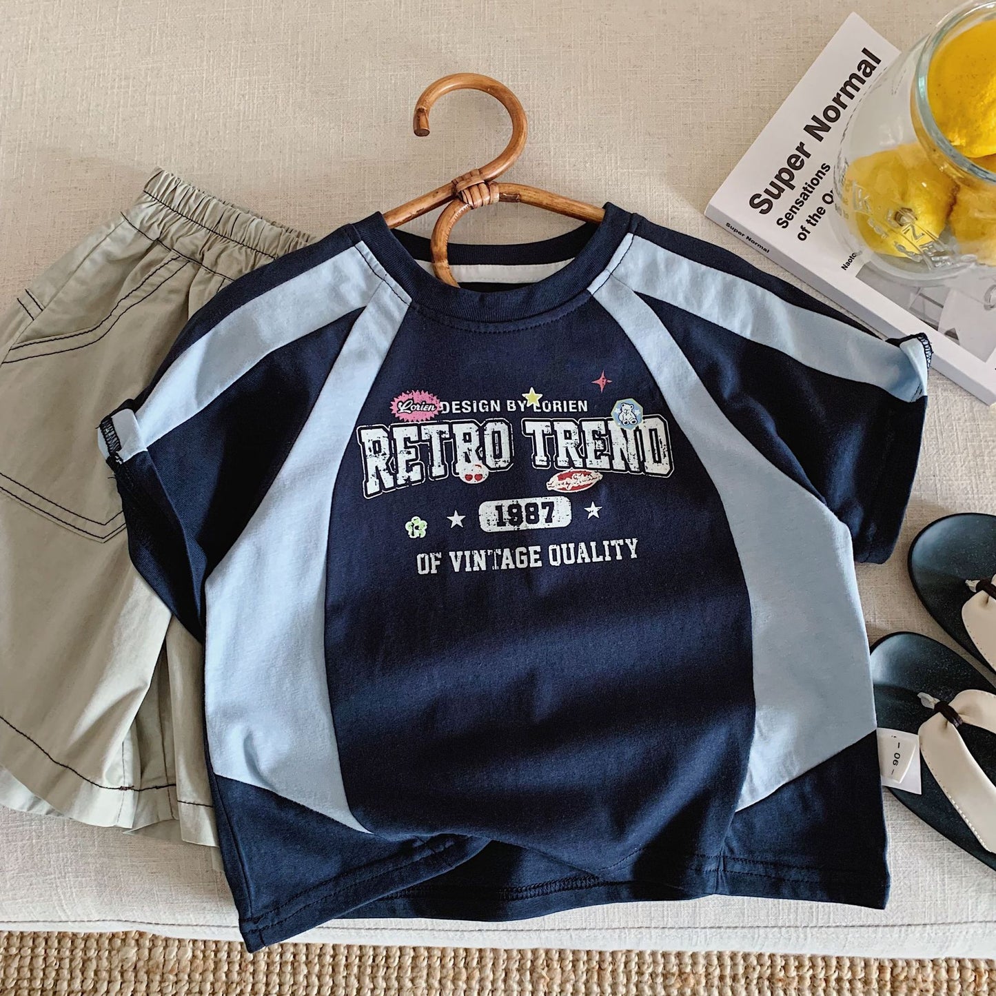 Children's Short-sleeved Summer Stitching Sports Pullover Class Children's T-shirt