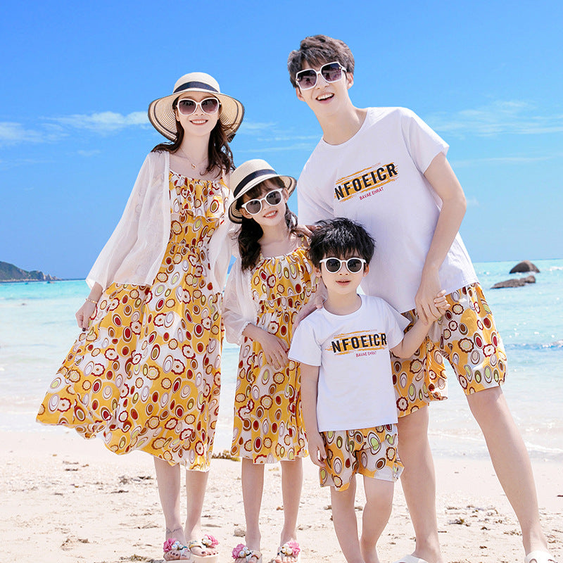 Travel Beach Dress Summer Bohemian Long Skirt Parent-child Outfit
