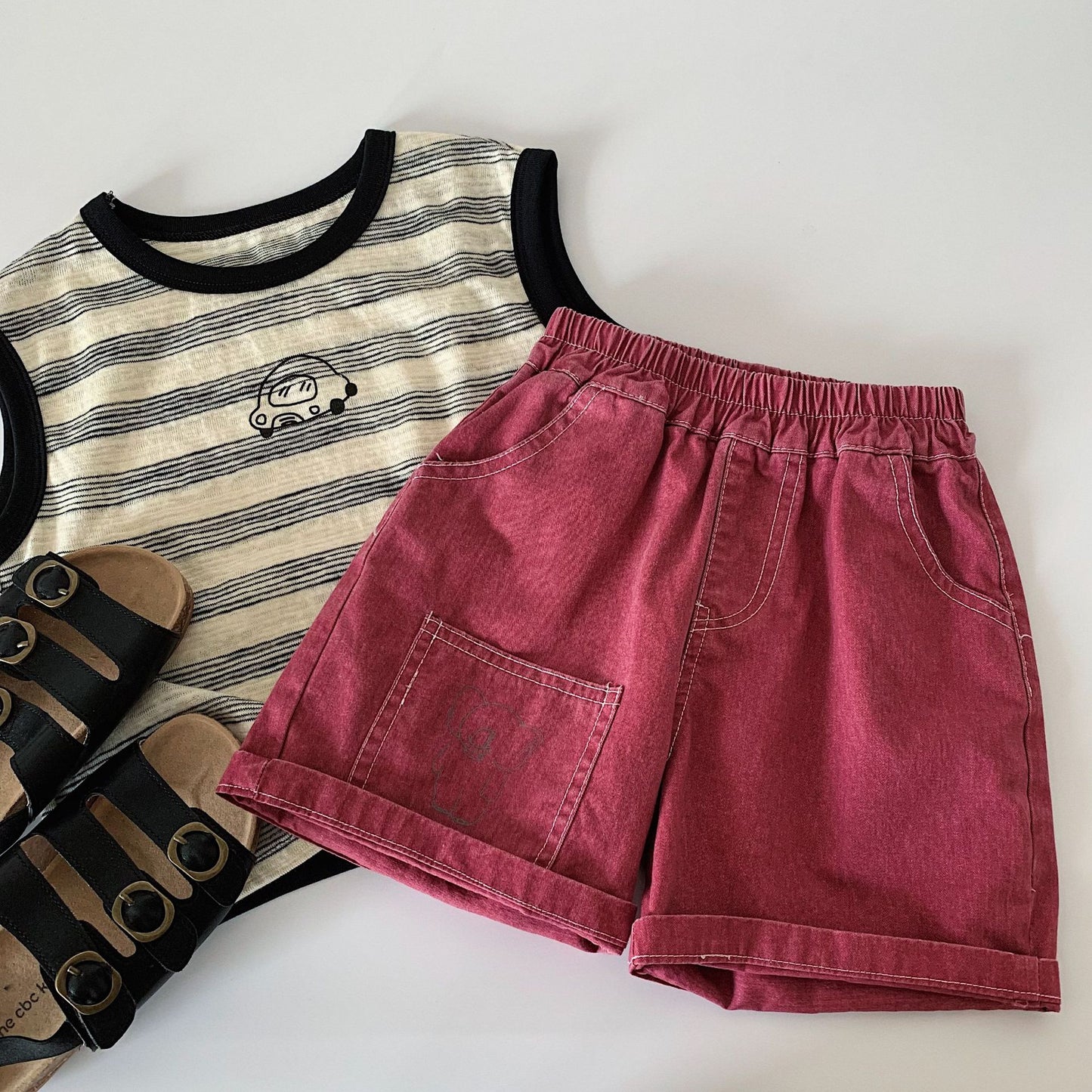 Children's Shorts Summer Korean Style Solid Color Faded Children's Pants