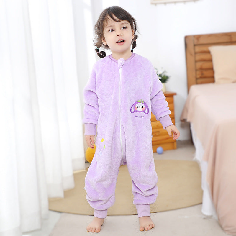Children's One-piece Pajamas Flannel Cartoon Christmas Clothing Sleeping Jumpsuit, Climbing Suit