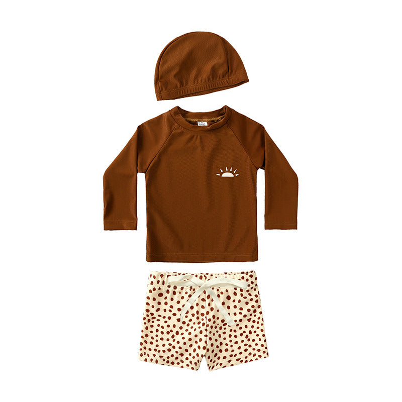 Children's Summer Long Sleeve Split Style Swimsuit Boys Boy Sun Protective Children's Suit