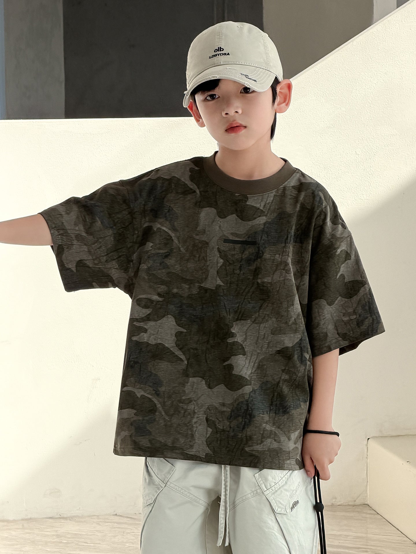 Children's Summer Camouflage Short Sleeve Medium Large Half Boy Top Children's T-shirt