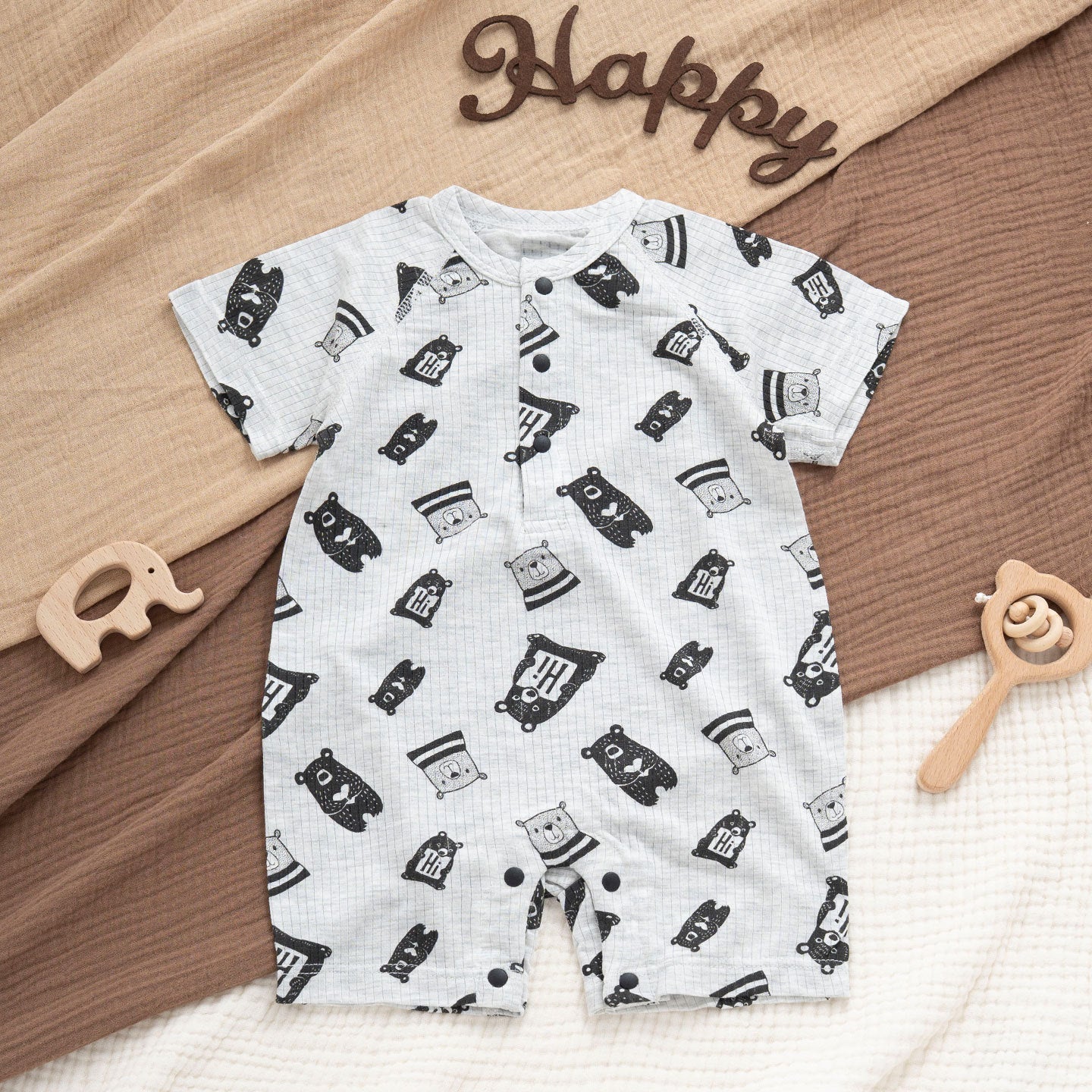 Modal Short-sleeved Boxer Rompers Simple With Bellyband For Both Boy Jumpsuit, Climbing Suit