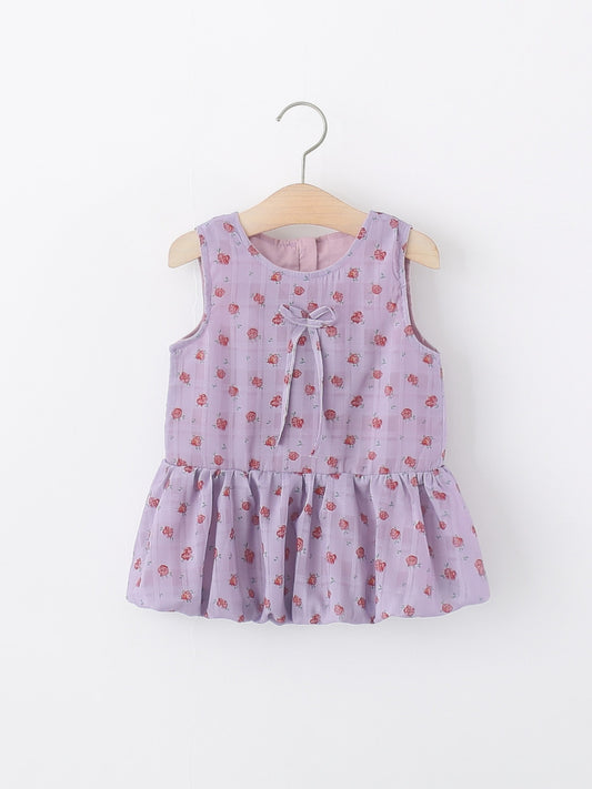 Children's Sleeveless One-piece Summer Infant Vintage Floral Bud Princess Children's Dress