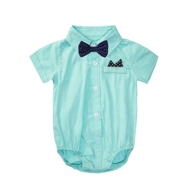 Children's Summer Boy Gentleman Romper Short Sleeve Jumpsuit, Climbing Suit