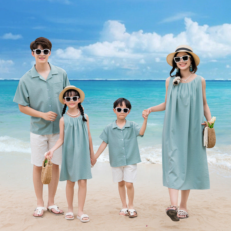 Dress French Style Mori Pleated Sleeveless Idle Loose Vest Long Parent-child Outfit