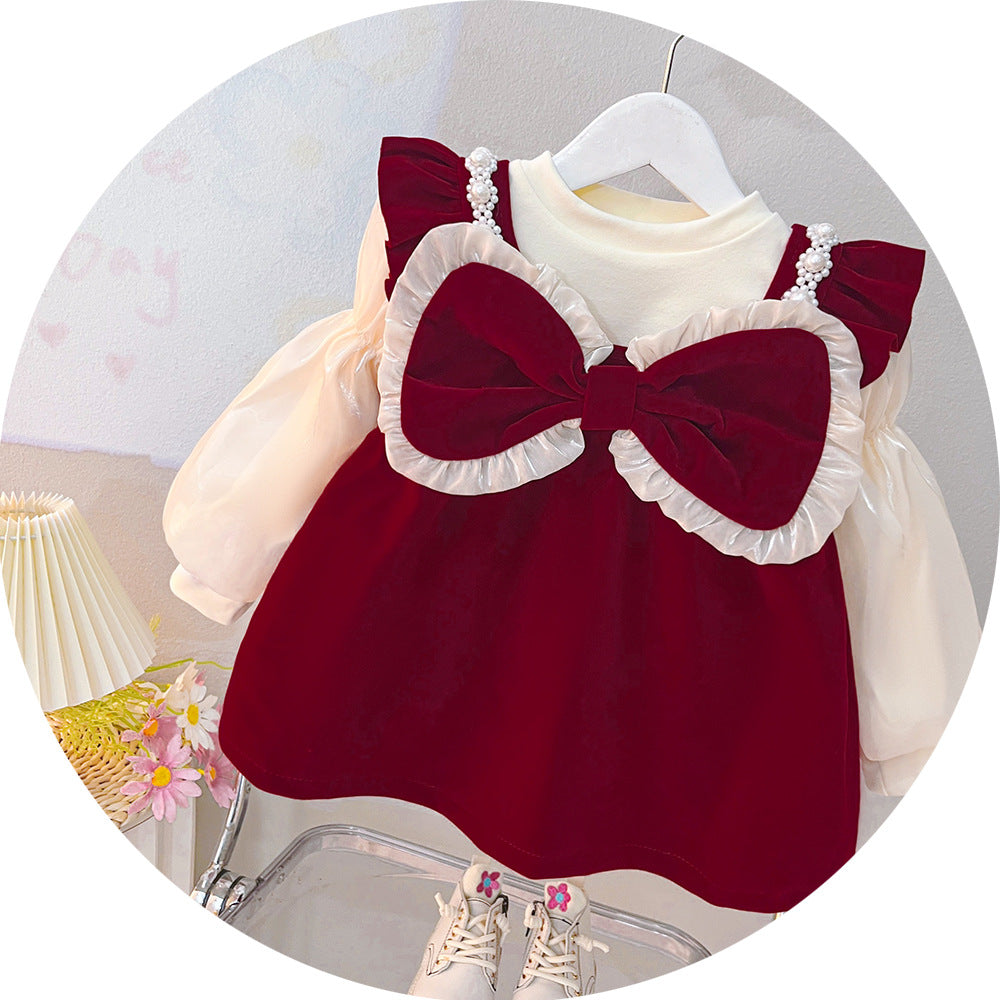 Children's Dress Winter One Year Old Fleece-lined Two-piece Children's Suit
