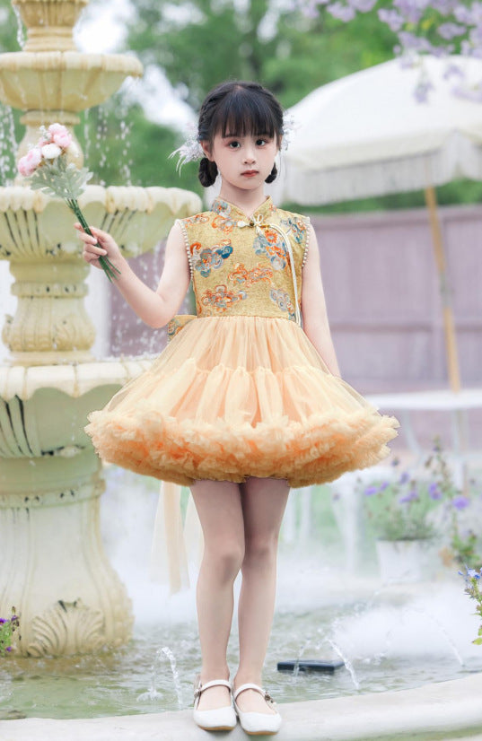 Sudden Skirt Summer Chinese Style Breathable Short Sleeve Fashionable Children's Dress