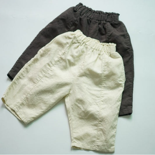 Children's Spring Solid Color Casual Korean Cotton Linen Summer Children's Pants