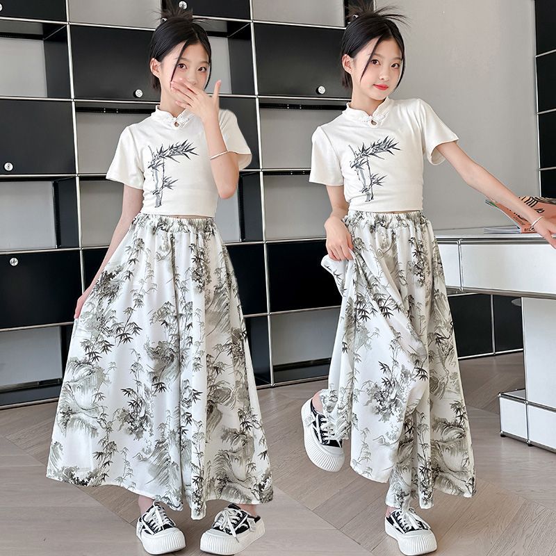 Children's Summer Suits Western Style Chinese Short Sleeve Skirt Children's Suit