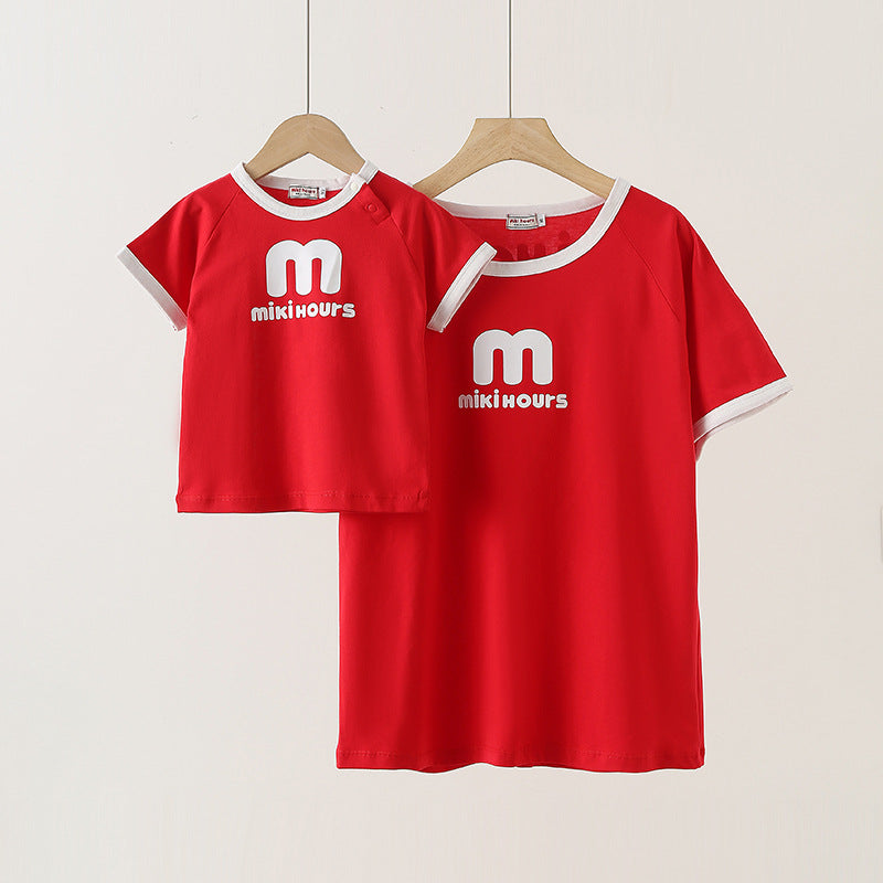 Children's Short-sleeved T-shirt Summer Half Sleeve Top Pure Parent-child Outfit