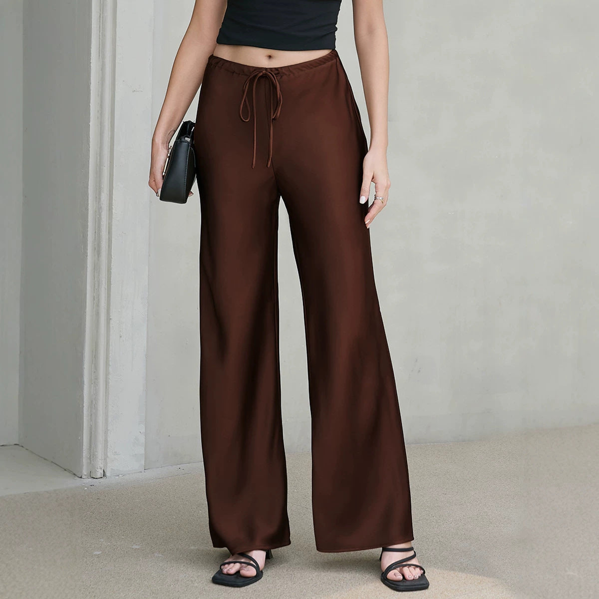 Women's Satin Trousers High Waist Light Luxury Acetate High-grade Casual Pants