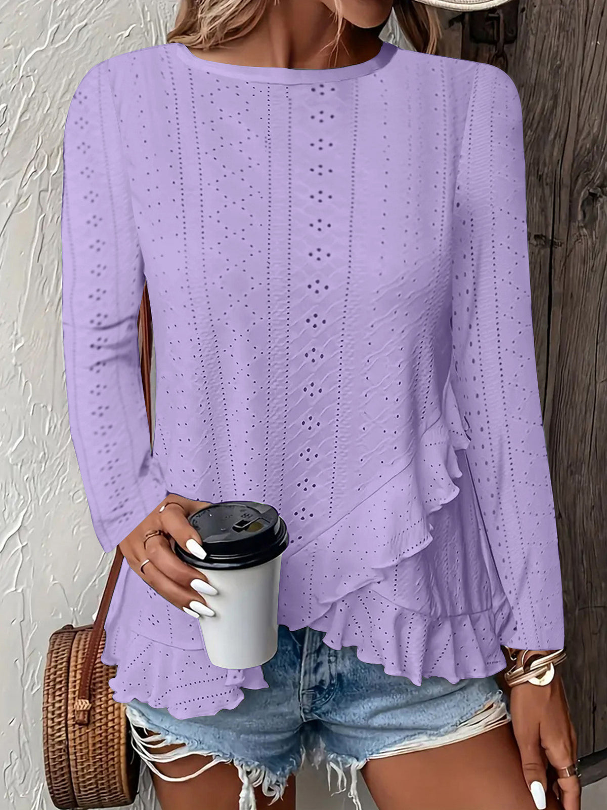 Women's Fashion Casual Solid Color Long Sleeve Women's T-shirt