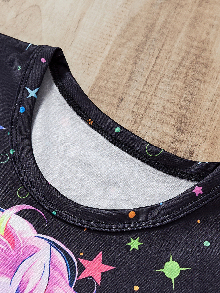 Children's Summer Short-sleeved Trousers Cartoon Unicorn Two-piece Children's Suit
